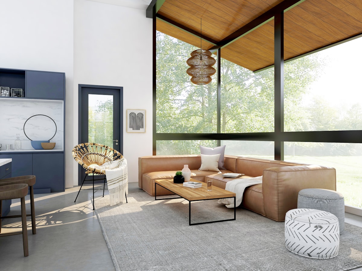 Salon lumineux au design contemporain et matières soignées